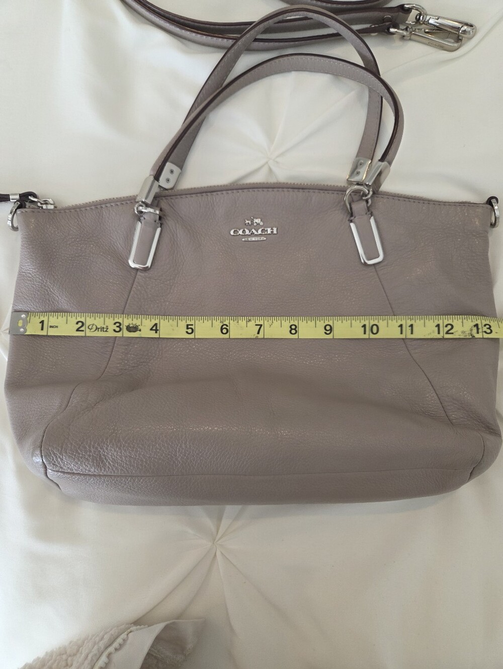COACH Pebbled Leather Satchel in Taupe - Picture 7 of 10